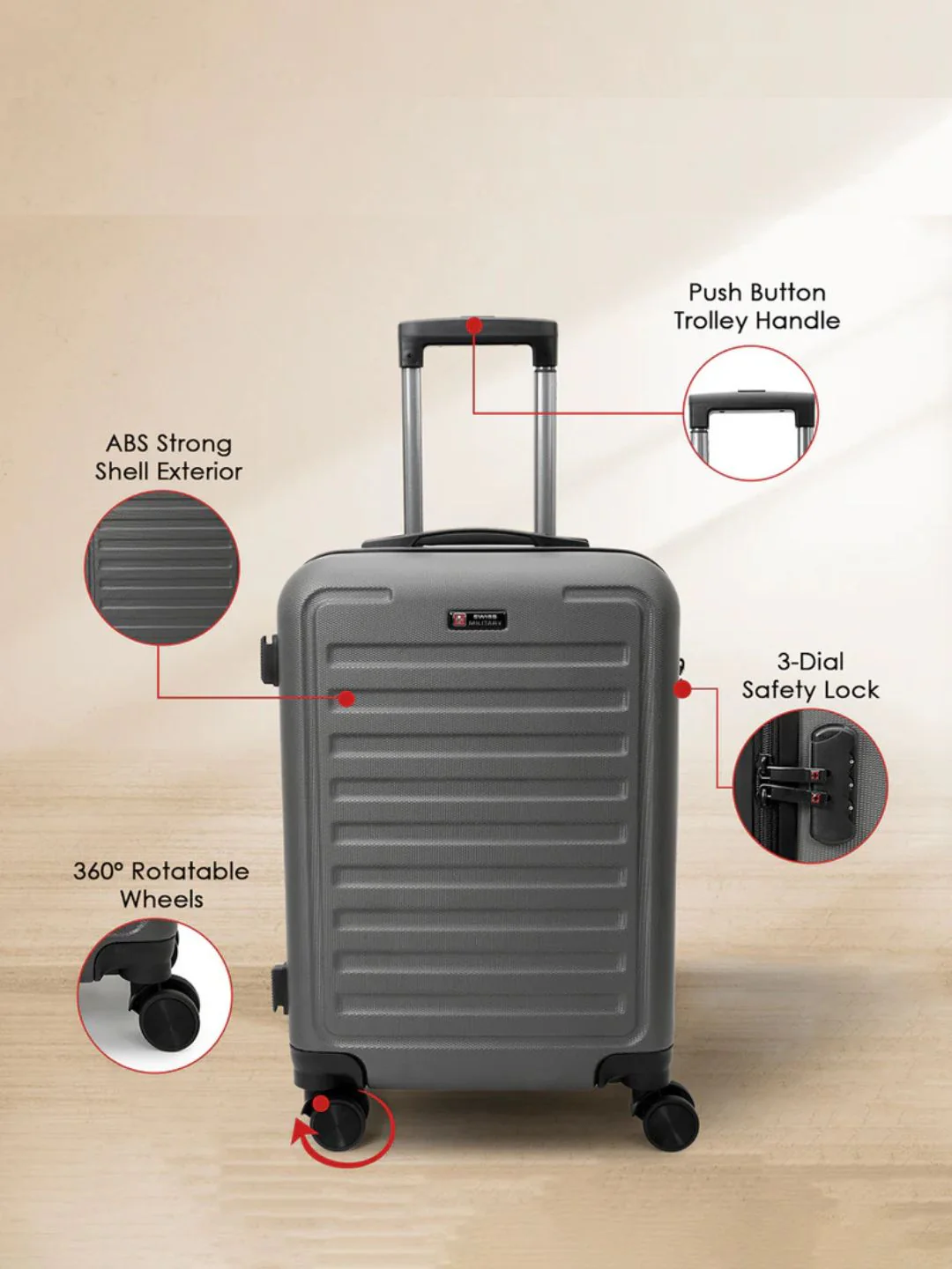Contour Hard Top Trolley Luggage Bag, 42L | HTL99 - Image 3