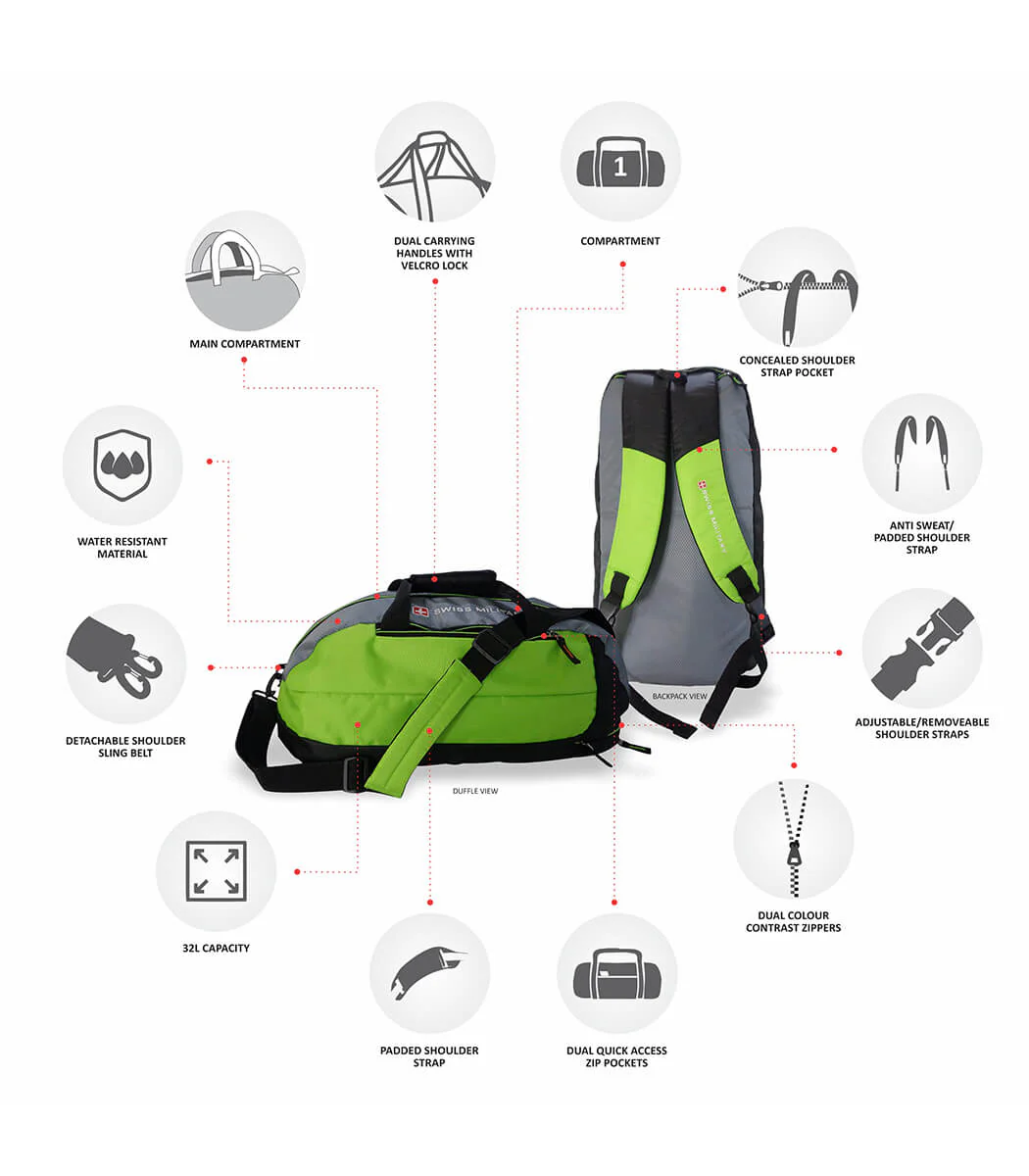 Grip Duffle Bag Cum Backpack 31L | LBP23 - Image 3