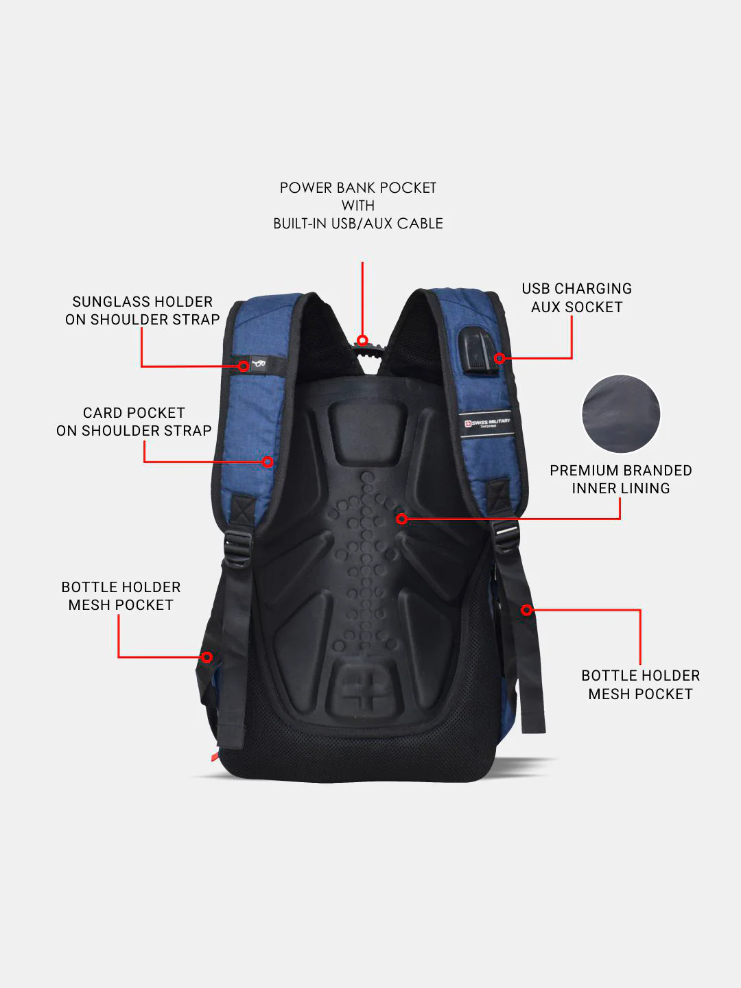 Luxury 15.6" Laptop Backpack, USB and AUX Port 32L | LBP104 - Image 14